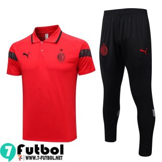 KIT:Polo Futbol AC Milan Rojo Hombre 23 24 PL644