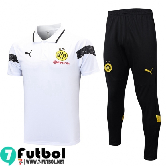 KIT:Polo Futbol Dortmund BVB Blanco, Blanca Hombre 23 24 PL650