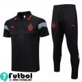 KIT:Polo Futbol AC Milan negro Hombre 23 24 PL654