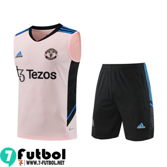 KIT : Chandal Futbo Sin Mangas Manchester United rosa Hombre 23 24 TG787