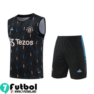 KIT : Chandal Futbo Sin Mangas Manchester United negro Hombre 23 24 TG789