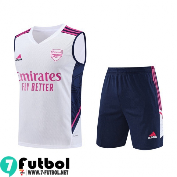 KIT : Chandal Futbo Sin Mangas Arsenal Blanco, Blanca Hombre 23 24 TG794