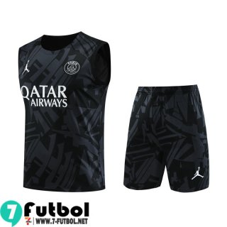 KIT : Chandal Futbo Sin Mangas PSG negro Hombre 23 24 TG806