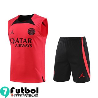 KIT : Chandal Futbo Sin Mangas PSG Rojo Hombre 23 24 TG808