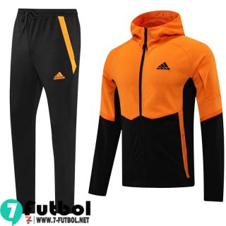 Chaquetas Futbol - Sudadera Con Capucha Sport naranja negro Hombre 2022 2023 JK328