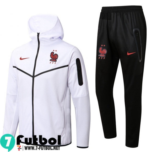 Chaquetas Futbol - Sudadera Con Capucha Francia Blanco Hombre 2022 2023 JK340