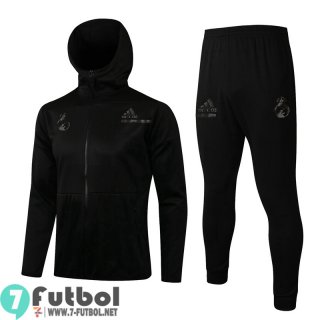 Chaquetas Futbol - Sudadera Con Capucha Real Madrid negro + Pantalon JK57 2021 2022