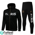 Chaquetas Futbol - Sudadera Con Capucha PSG Paris negro + Pantalon JK63 2021 2022