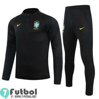 Chandal Futbol Niño Brasil negro + Pantalon TK07 2021 2022