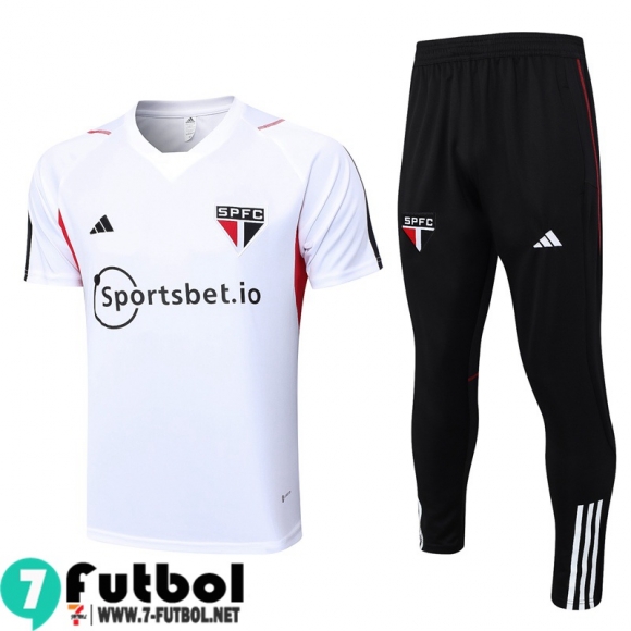 KIT: Polo Futbol Sao Paulo Blanco Hombre 2023 2024 PL669