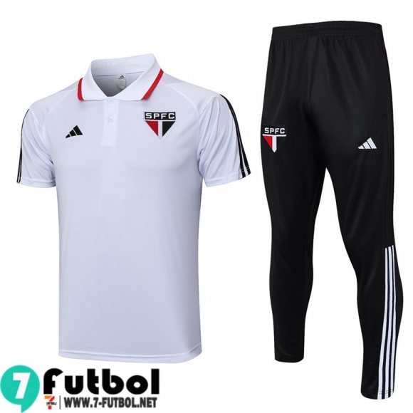 KIT: Polo Futbol Sao Paulo Blanco Hombre 2023 2024 PL674