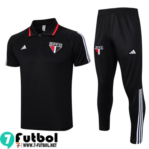 KIT: Polo Futbol Sao Paulo negro Hombre 2023 2024 PL680