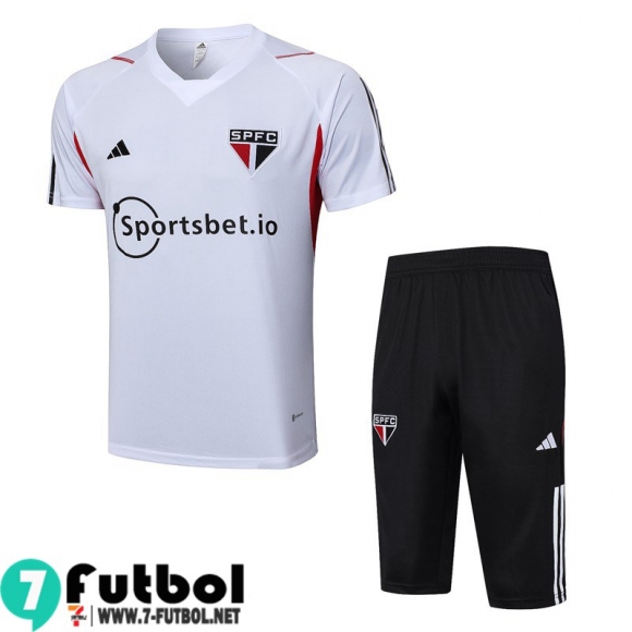 KIT: Polo Futbol Sao Paulo Blanco Hombre 2023 2024 PL690