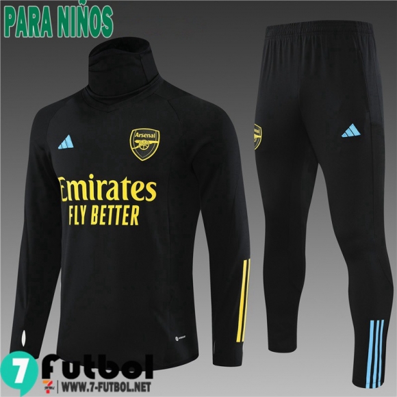 KIT: Chandal Futbol cuello alto Arsenal negro Ninos 2023 2024 TK598