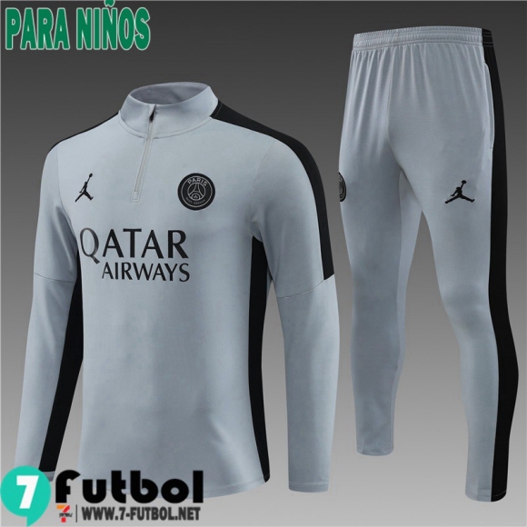 KIT: Chandal Futbol PSG gris Ninos 2023 2024 TK604