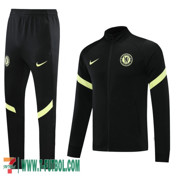 Chaquetas Deportivas Chelsea negro Hombre 2021 2022 + Pantalon JK72