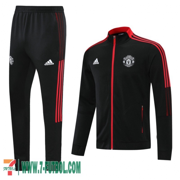 Chaquetas Deportivas Manchester United negro Hombre 2021 2022 + Pantalon JK76