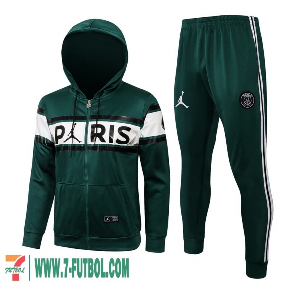 Chaquetas Futbol - Sudadera Con Capucha PSG Paris verde Hombre 2021 2022 + Pantalon JK80