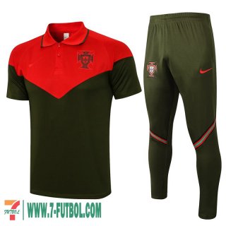 Polo Futbol Portugal Rojo verde Hombre 2021 2022 + Pantalon PL86