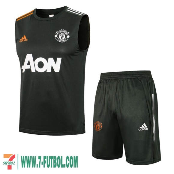 Sin Mangas T-Shirt Manchester United Gris oscuro Hombre 2021 2022 + Pantalon PL92