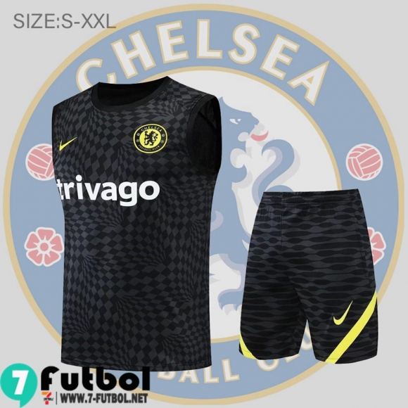 KIT: Sin Mangas Chelsea negro Hombre 2022 2023 PL496