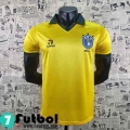 Retro Camiseta futbol Copa del Mundo Brasil Amarillo Hombre 1986 AG28