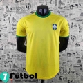 Retro Camiseta futbol Copa del Mundo Brasil Amarillo Hombre 1970 AG30