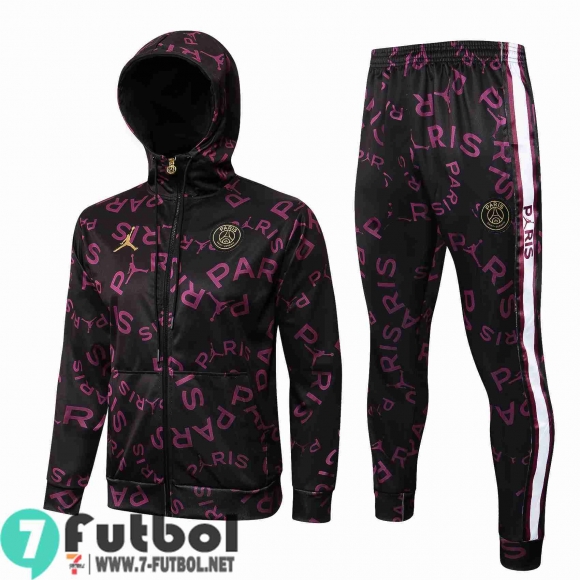 Chaquetas Futbol - Sudadera Con Capucha PSG Naranja negro Hombre 2021 2022 + Pantalon JK108