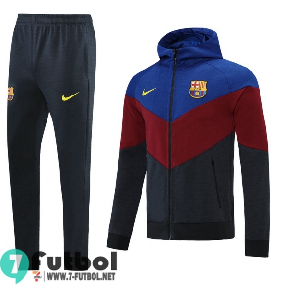 Chaquetas Futbol - Sudadera Con Capucha Barcelona Azul oscuro Hombre 2021 2022 + Pantalon JK110