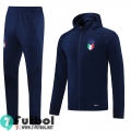 Chaquetas Futbol - Sudadera Con Capucha Italia Azul oscuro Hombre 2021 2022 + Pantalon JK112