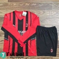 Camiseta Del AC Milan Primera Manga Larga Hombre 2021 2022