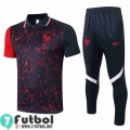 Polo Futbol Francia Rojo negro Hombre 2021 2022 + Pantalon PL100