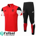 Polo Futbol AC Milan rojo Hombre 2021 2022 + Pantalon PL109