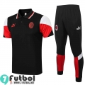 Polo Futbol AC Milan negro Hombre 2021 2022 + Pantalon PL110