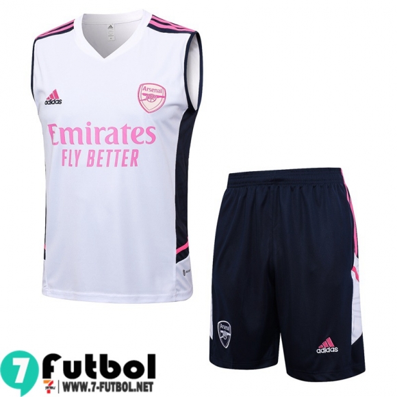 KIT : Chandal Futbo Sin Mangas Arsenal Blanco, Blanca Hombre 23 24 TG877