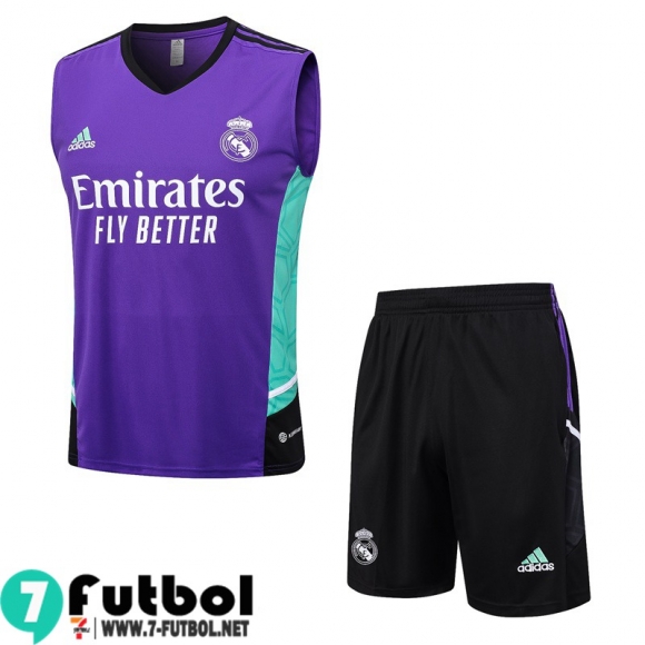 KIT : Chandal Futbo Sin Mangas Real Madrid Púrpura Hombre 23 24 TG878