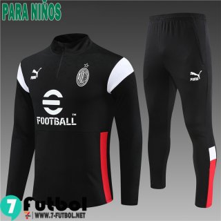 KIT : Chandal Futbol AC Milan negro Ninos 23 24 TK644