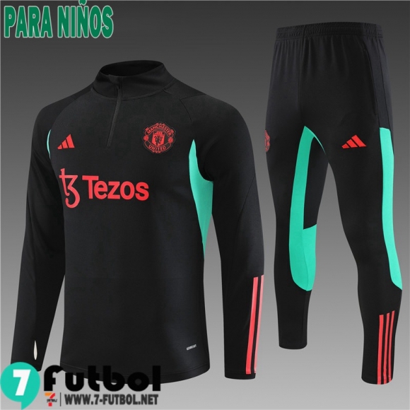 KIT : Chandal Futbol Manchester United negro Ninos 23 24 TK652