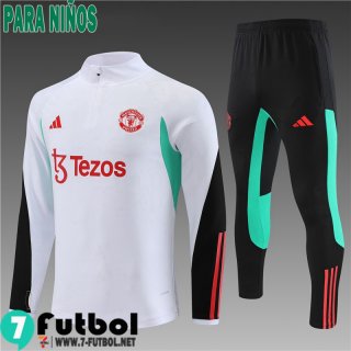 KIT : Chandal Futbol Manchester United Blanco, Blanca Ninos 23 24 TK653