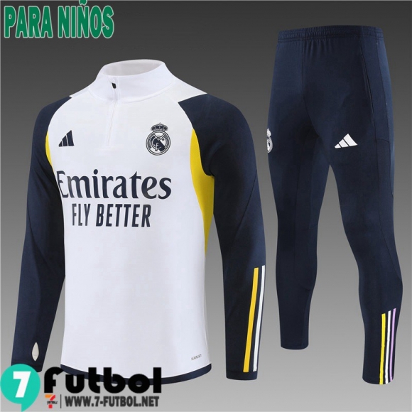 KIT : Chandal Futbol Real Madrid Blanco, Blanca Ninos 23 24 TK661