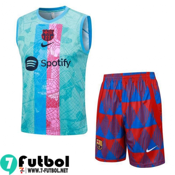 KIT : Chandal Futbo Sin Mangas Barcelona cielo azul Hombre 23 24 TG936