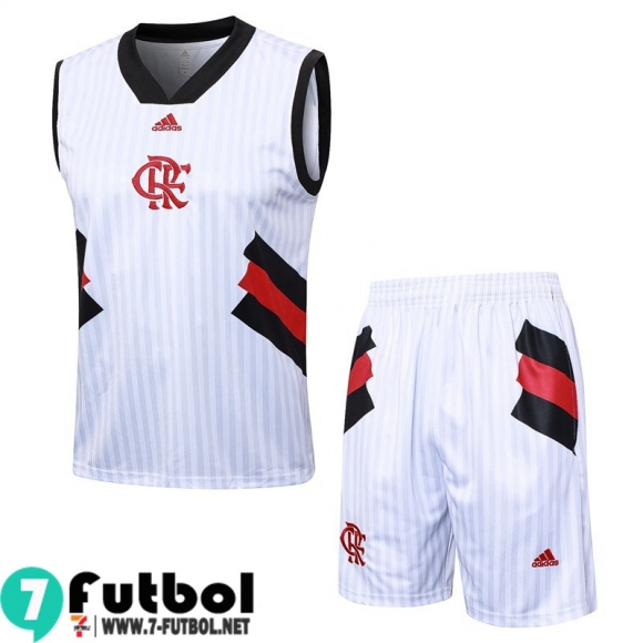 KIT : Chandal Futbo Sin Mangas Flamengo Blanco Hombre 23 24 TG941