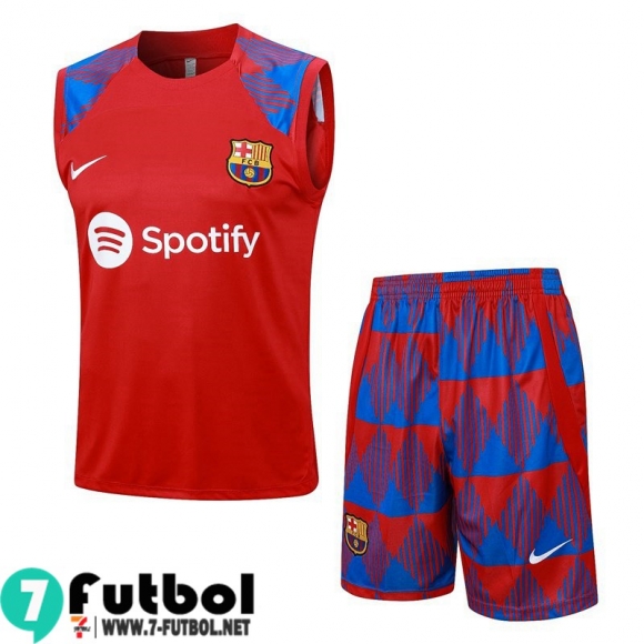 KIT : Chandal Futbo Sin Mangas Barcelona rojo Hombre 23 24 TG943