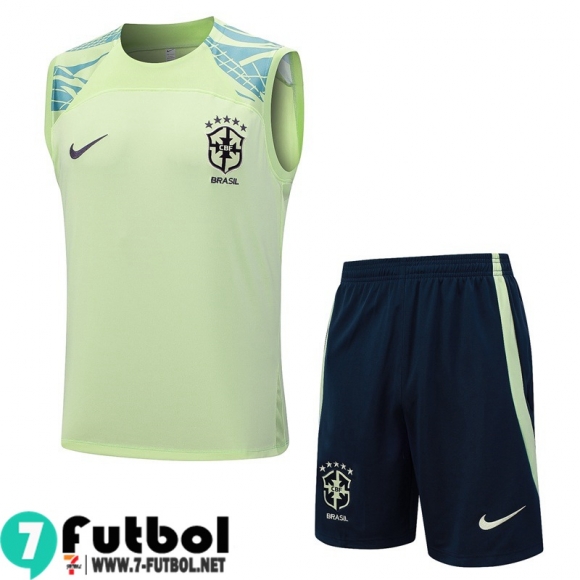 KIT : Chandal Futbo Sin Mangas Brasil Amarillo pálido Hombre 23 24 TG959