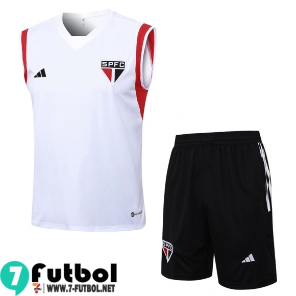 KIT : Chandal Futbo Sin Mangas Sao Paulo Blanco Hombre 23 24 TG963