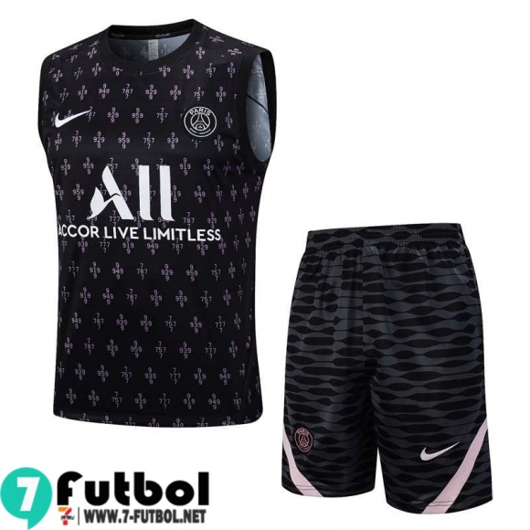 KIT : Chandal Futbo Sin Mangas PSG negro Hombre 23 24 TG964