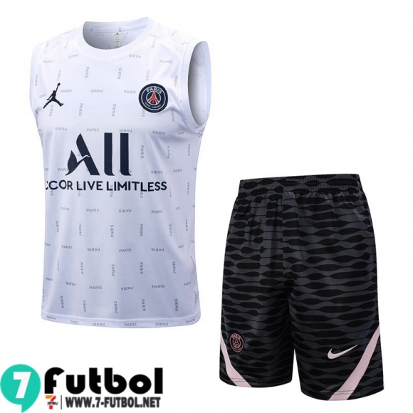 KIT : Chandal Futbo Sin Mangas PSG Blanco Hombre 23 24 TG968