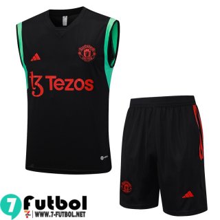 KIT : Chandal Futbo Sin Mangas Manchester United negro Hombre 23 24 TG971