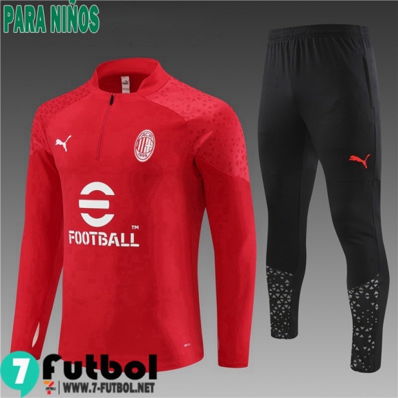 KIT : Chandal Futbol AC Milan rojo Ninos 23 24 TK687