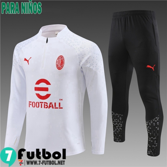 KIT : Chandal Futbol AC Milan Blanco Ninos 23 24 TK688